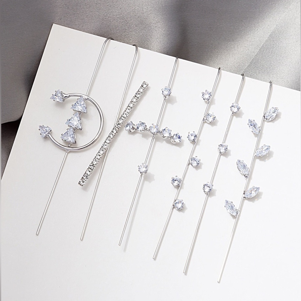 Elegant Silver Hairpin Set with Crystal Accents